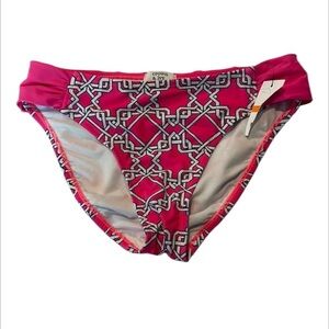 Crown & Ivy hot pink white swim bikini bottoms size small NWT